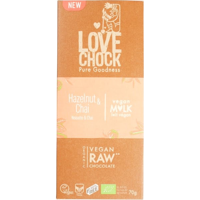 Hazelnoot Chai chocolade Lovechock RAW bio