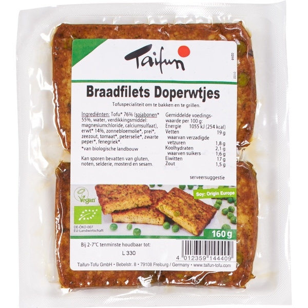 Tofu braadfilets doperwtjes 160g - Taifun bio