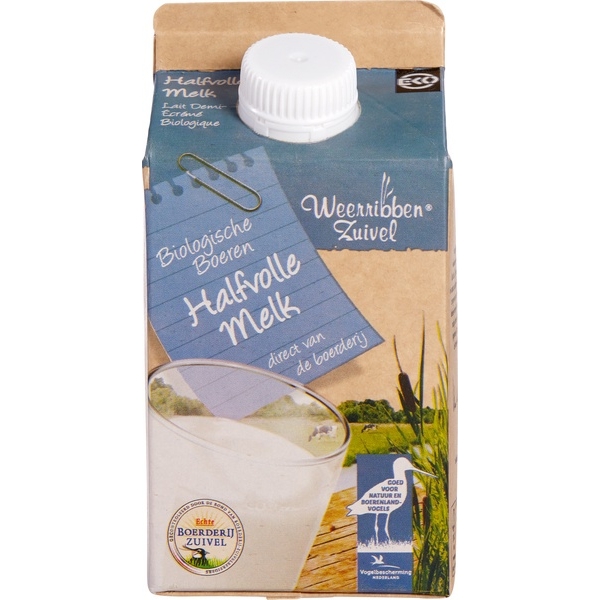 Halfvolle melk 500ml - Weerriben Zuivel bio