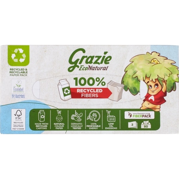 Tissues 3-laags gerecycled papier - Grazie Natural