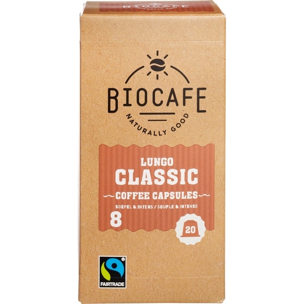 Koffiecapsules Lungo Classic 20st. - Biocafe bio