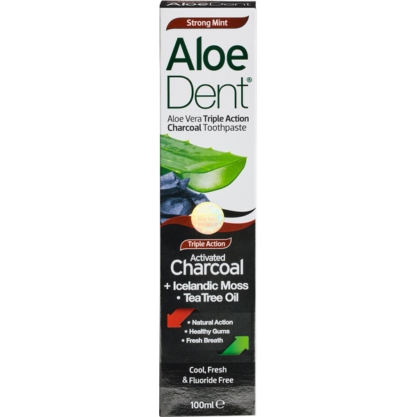 Tandpasta aloë vera charcoal 100ml - Aloe Dent