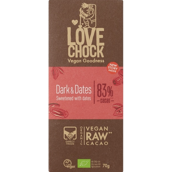 Raw chocolade 83% dark & dates - Lovechock bio