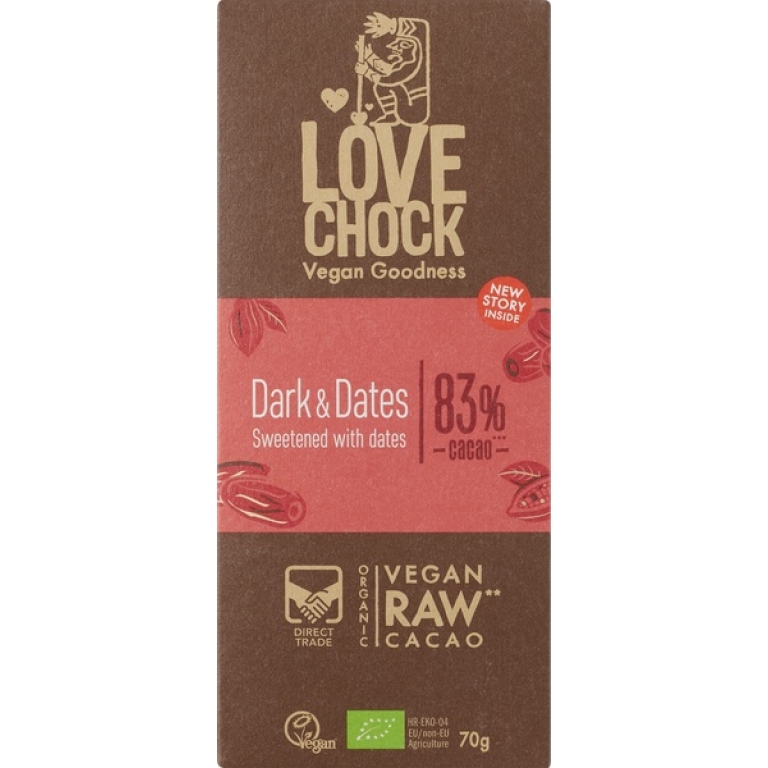 Raw chocolade 83% dark & dates – Lovechock bio