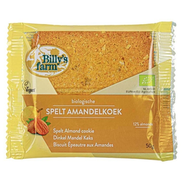 Spelt amandelkoek 50g - Billy's Farm bio