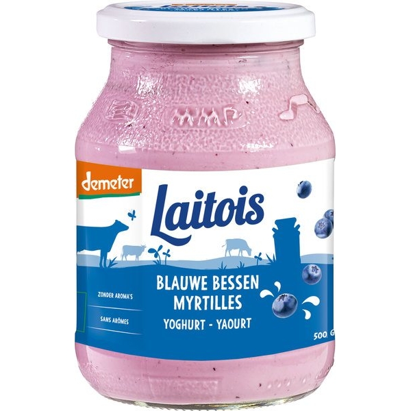 Yoghurt blauwe bes 500g - Laitois Demeter (met €0‚25 statiegeld)