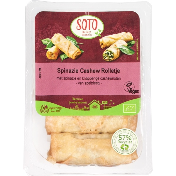 Spinazie-cashew rolletjes 200g - Soto bio