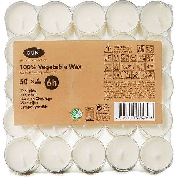 Theelichtjes vegetable wax 50st. - Duni