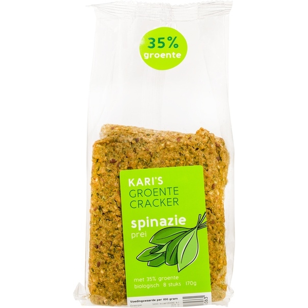 Groentecracker spinazie prei 180g - Kari's Crackers bio