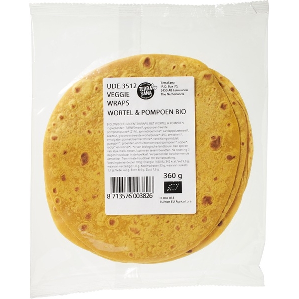 Piadina wraps pompoen wortel 360g - Terrasana bio